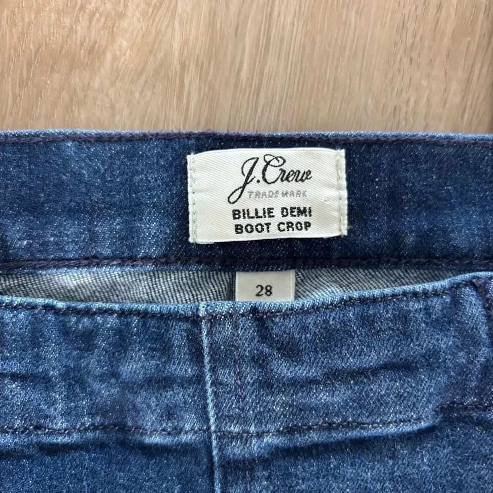 J.Crew Billie Demi Boot Crop Jeans 28 Dark Wash Sailor Button Old Money